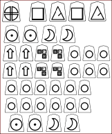 Unpromoted Shogi Pieces in Black and White