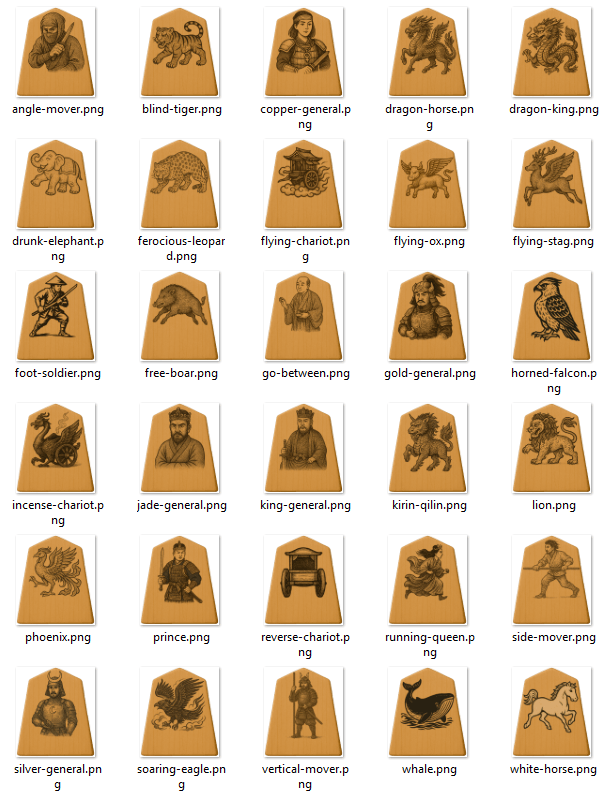 Chu Shogi AI Pieces